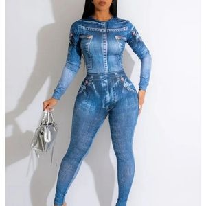 💋BLUE DENIM PRINT JUMPSUIT!!